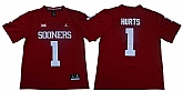 Oklahoma Sooners 1 Jalen Hurts Red College Football Jersey,baseball caps,new era cap wholesale,wholesale hats